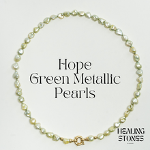 Load image into Gallery viewer, Hope green metallic pearls
