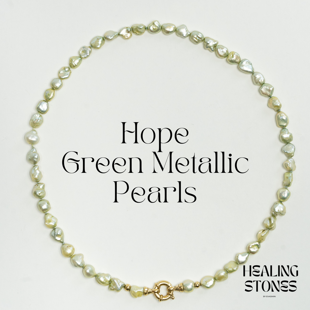 Hope green metallic pearls