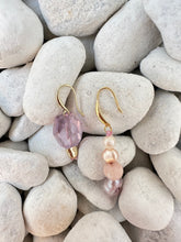 Load image into Gallery viewer, Amethyst and Pearly Jade Earrings

