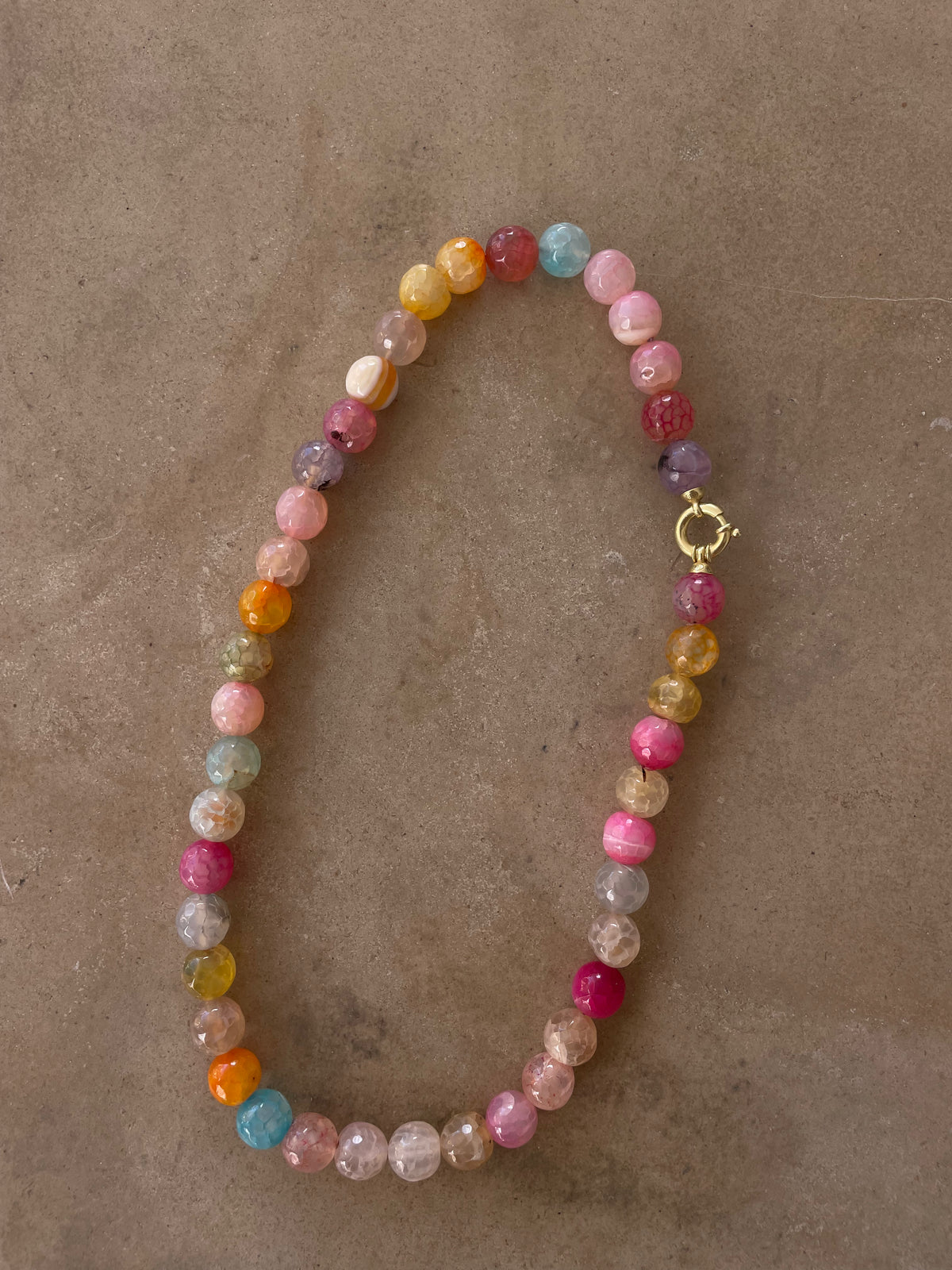 Multicolor quartz necklace vibrant beads