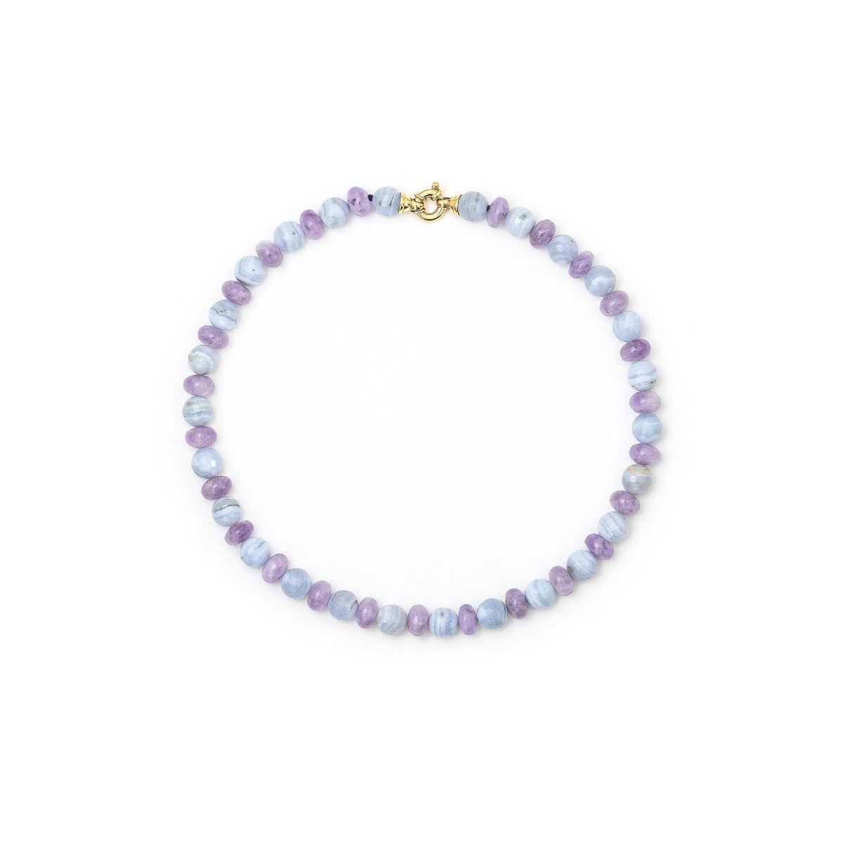 Amethyst necklace with chalcedony beads