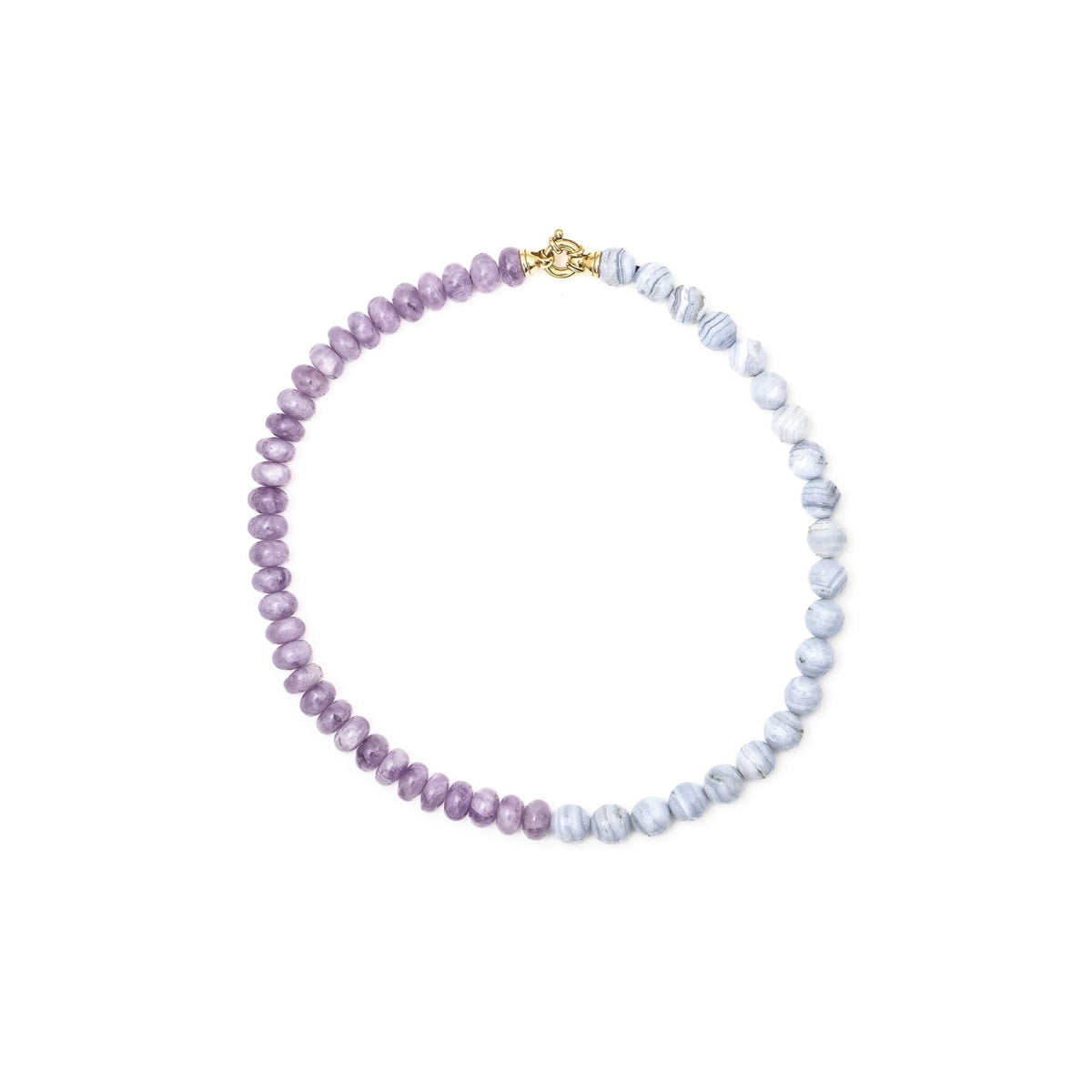 Amethyst necklace with chalcedony detail