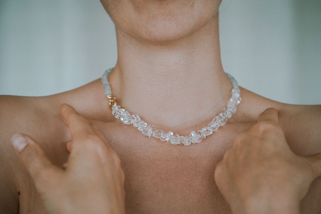 Minimal aquamarine beaded necklace