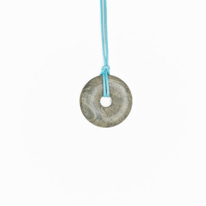 Green agate necklace with donut pendant