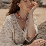 PLUM ESSENCE – PURPLE QUARTZ WITH GOLDEN SHELL NECKLACE