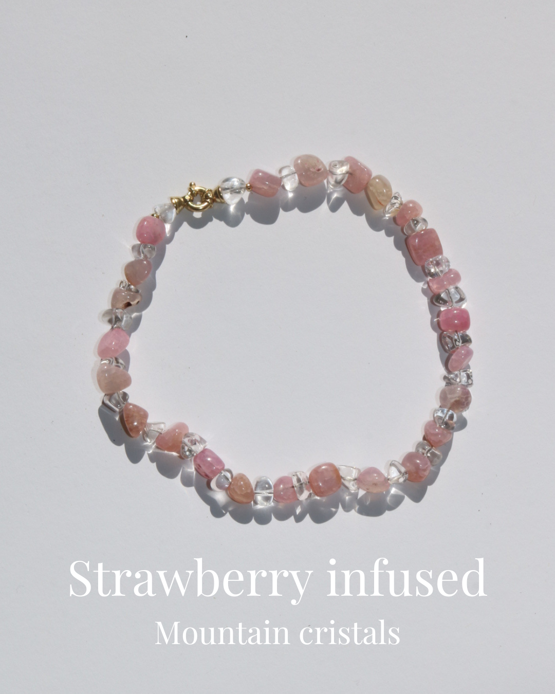 Rock crystal necklace bergkristall strawberry quartz handcrafted EVASIMIN Germany
