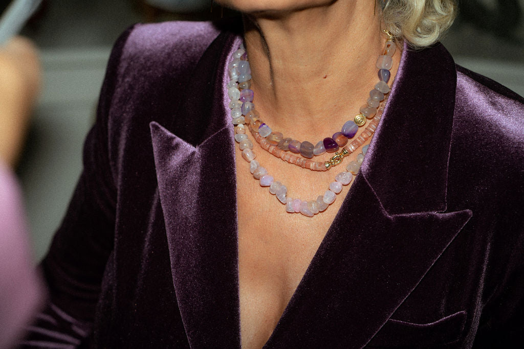 Warm tone shell necklace close-up