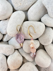 Amethyst and Pearly Jade Earrings