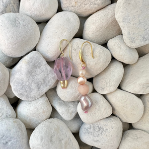 Amethyst and Pearly Jade Earrings