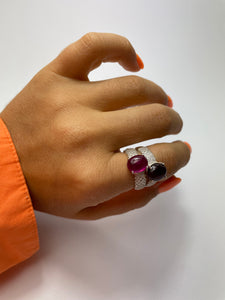 Pink Tourmaline Cabochon Ring