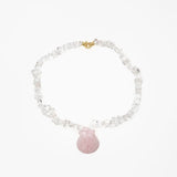CLARITY ROSE – BERGKRISTALL & ROSENQUARZ MUSCHELKETTE 
