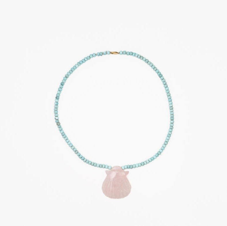 Amazonite necklace with rose quartz pendant