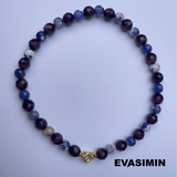 Dual Strength Necklace - Purple Tiger Stone & Transparent Quartz - Lapis Lazuli