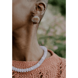 Hand-carved Snail Earring Brown Agate