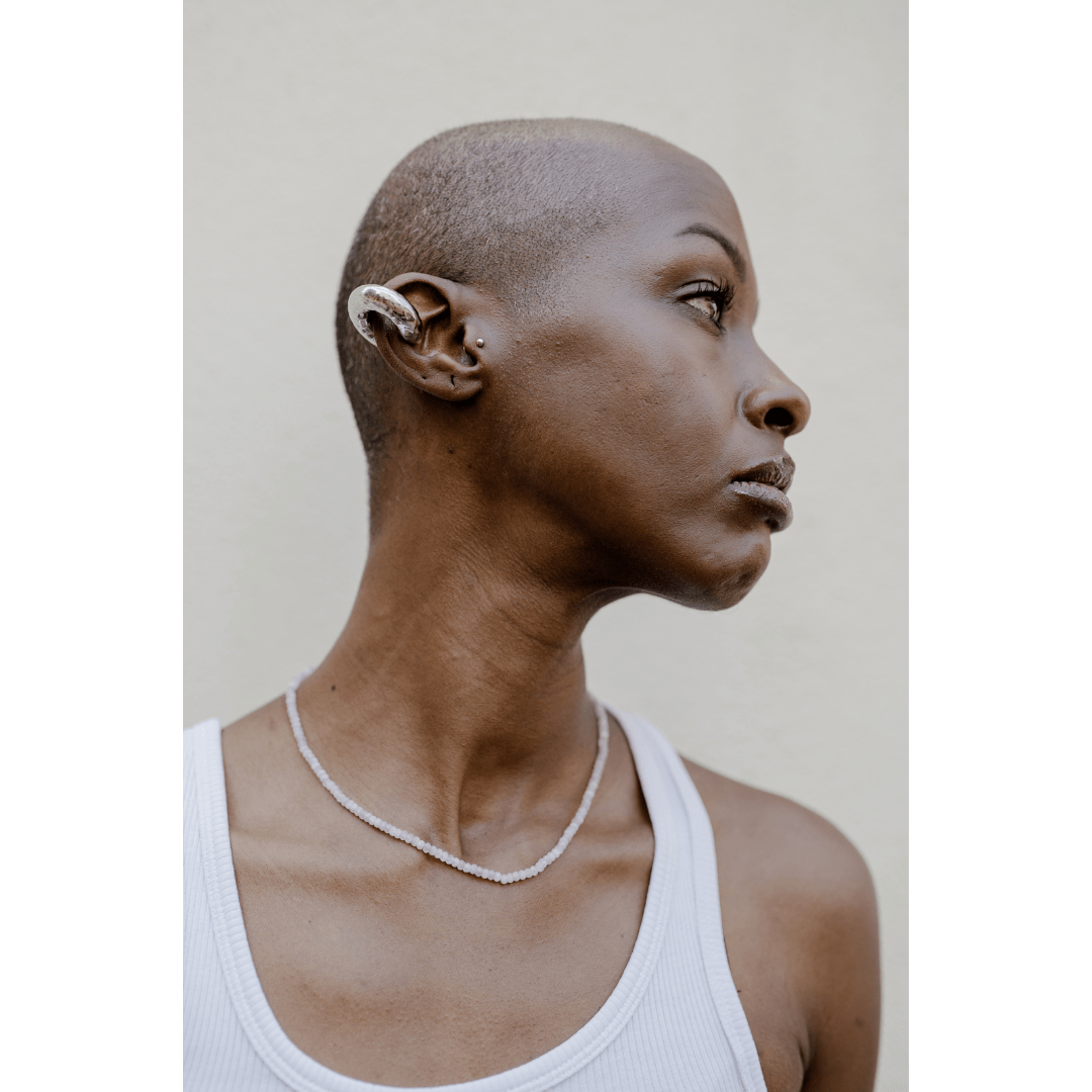 Woman wearing Kunzite necklace lifestyle image