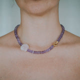 SOFT GUARDIAN – AMETHYST & ROSENQUARZ MUSCHELKETTE