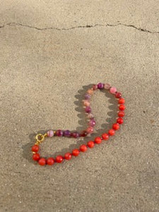 Red Quartz x Pink Fire Agate Necklace