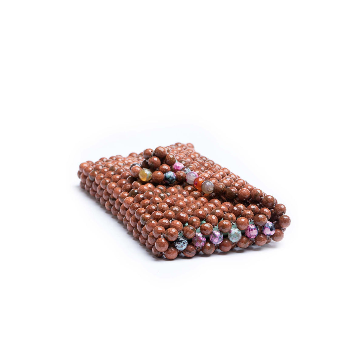 brown tiger eye beaded pouch evasimin