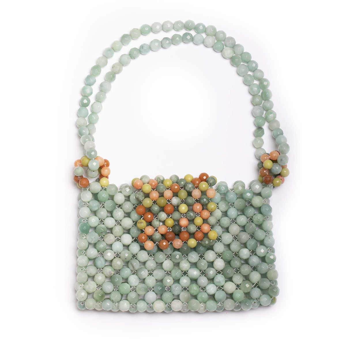 green jade orange quartz beaded bag evasimin